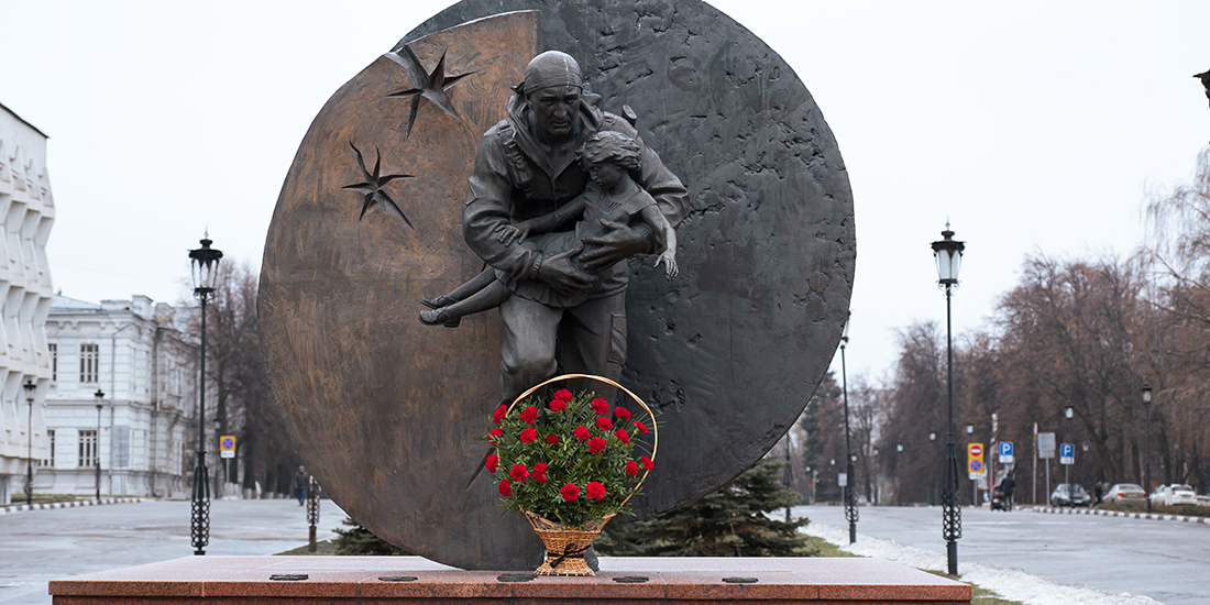 monument to the soldier vs terrorism in Beslan city