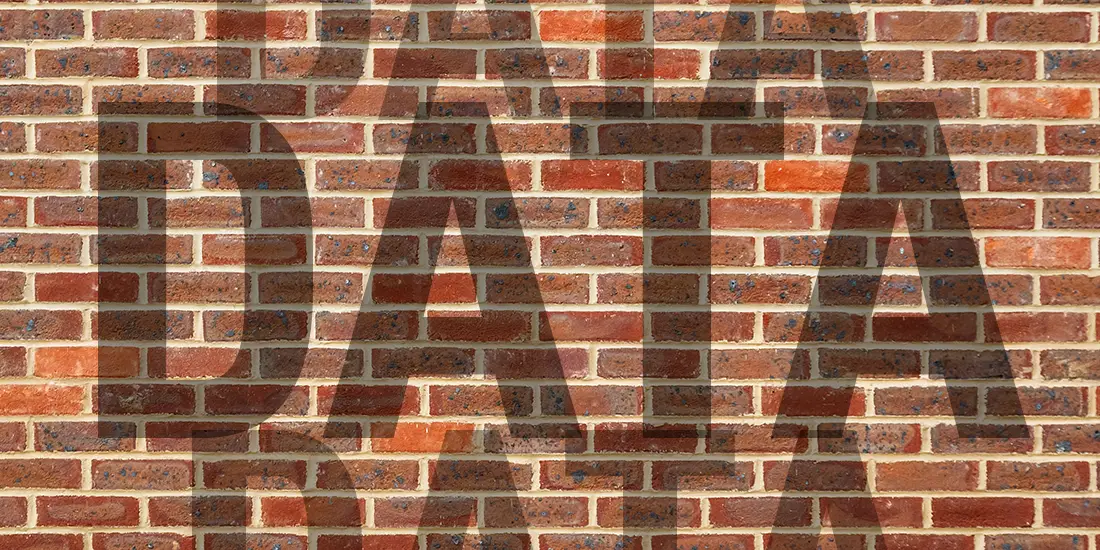 The word "data" against a brick wall.